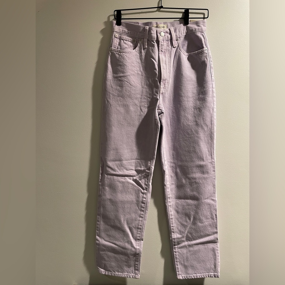 Madewell Perfect Vintage Straight Jean: Garment Dyed Edition in Purple, Size 26